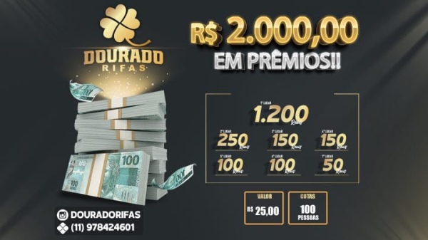 RIFA FEDERAL 20:00 EDIÇÃO 3200 VALENDO 2.000$ EM PRÊMIOS 